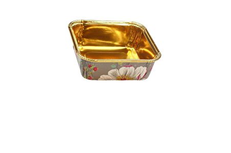 PREMİUM KARE KASE GRİ ÇİCEKLİ 6'LI