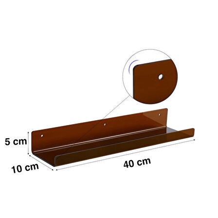 Duvar Raf (Transparan Kahve 40cm x 10cm)