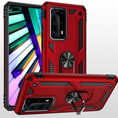 Gpack Huawei P40 Pro Kılıf Vega Standlı Yüzüklü MıknatıslıFull Ekran Koruyucu