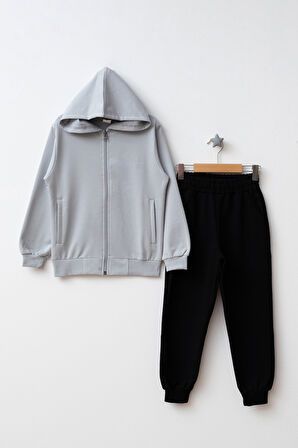 Kapüşonlu Fermuarlı Çift Cepli Unisex Eşofman Takımı
