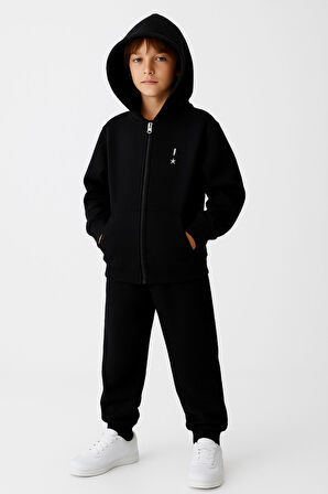 Kapüşonlu Fermuarlı Çift Cepli Unisex Eşofman Takımı