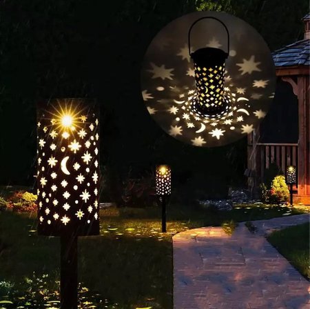 2'li Solar 43 cm Güneş Enerjili Bahçe Lambası Solar Dekoratif Kazık Aydınlatma Balkon Teras Yürüyüş Yolu