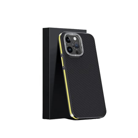Joko Apple iPhone 15 Pro Kılıf Aramid 600D Kevlar Karbon Fiber Magsafe Kapak - Sarı
