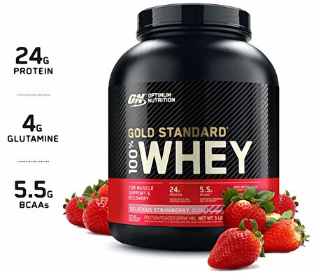 Optimum Gold Standard Whey Protein Tozu 2273 Gr ÇİLEK AROMALI 01/2023