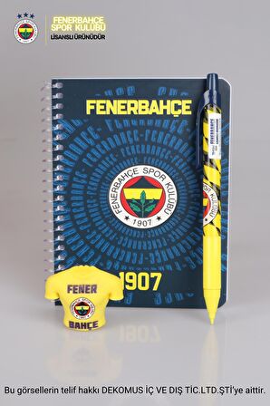 LİSANSLI FENERBAHÇE BLOKNOT,UÇLU KALEM 0.7 MM VE FORMA TASARIM SİLGİ SETİ