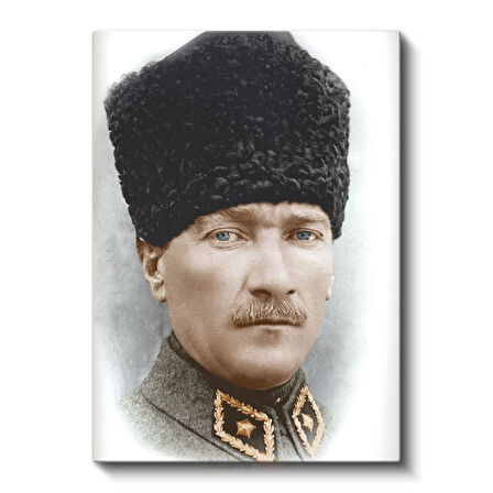Kalpaklı Komutan - Renkli Askeri Portre Kanvas Tablo