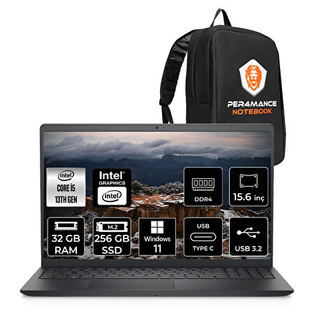 Dell Inspiron 15 3530 i5 1334U 32GB 256GB SSD 15.6'' FHD 120Hz W11H Dizüstü Laptop & PER4 ÇANTA