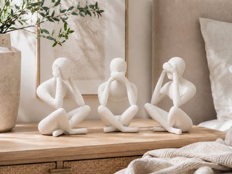 3’lü Soyut İnsan Figürü Biblo Seti | Taş Görünümlü Modern Dekoratif Obje | Salon ve Masa Dekoru