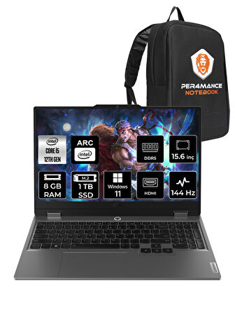 Lenovo LOQ  i5-12450HX 8GB 1TB SSD A530M/4GB 15.6" FHD 144Hz W11H 83FQ000UTR & PER4 ÇANTA