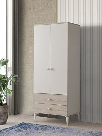 Petra 2 Kapaklı Aynalı Elbise Dolabı Gardrop 120x55x200 