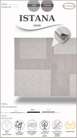 Modern, Yüksek Kaliteli Salon Halısı ISTANA IS02B