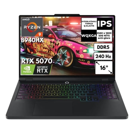 Lenovo Legion Pro 5 16ADR10 R9 8940HX 64 GB 2 Tbssd 8gb RTX5070 16" 240Hz Wqxga Windows 11 Pro Gaming Laptop 83LT0046TRAT104