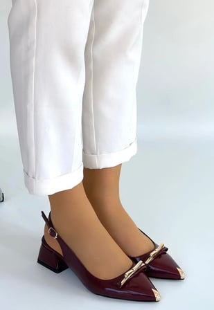 Erbilden Ricy Bordo Rugan Topuklu Ayakkabı 3.5 CM