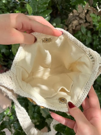 Berni Collection Sunrise El Yapımı Koton Örgü Mini Omuz Çantası Kırık Beyaz