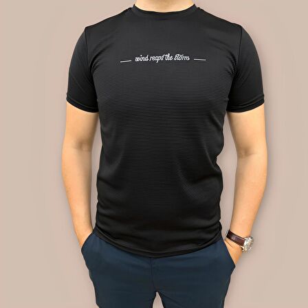 Erkek Slim Fit Enjeksiyon Baskılı Pamuklu T-Shirt