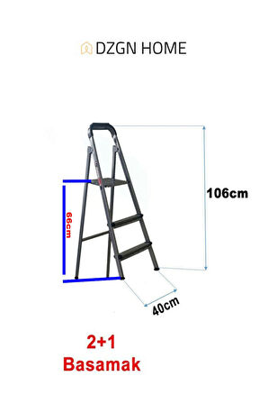 Katre Dayanıklı 2+1 Özel Tasarım Hafif, Kaymaz, Metal Basamaklı Katlanır Merdiven