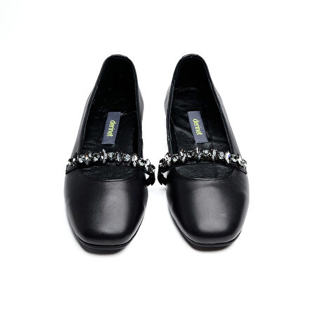 Hakiki Deri Taşlı Kadın Babet