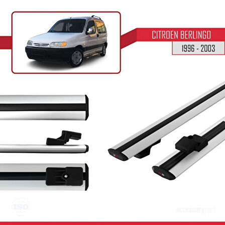 Citroen Berlingo (M49) 1996-2003 Arası ile Uyumlu BASIC Model Ara Atkı Tavan Barı Gri 2 Adet