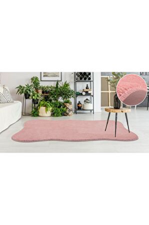 My Evilla Modern Dekoratif Halı Jel Kaymaz Taban  Peluş  Puffy Pembe Post Halı 03