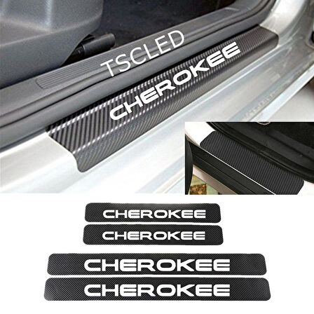 Cherokee Karbon Kapı Eşiği Kaplama Sticker (4 Adet) zz92