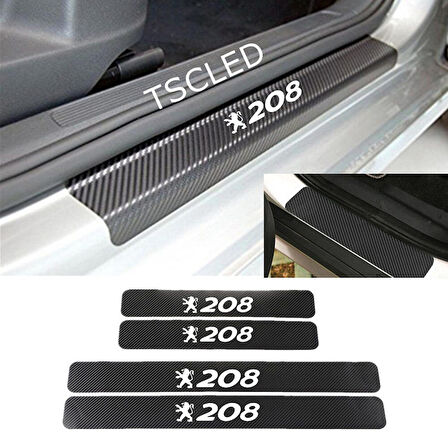 208 Karbon Kapı Eşiği Kaplama Sticker Yapıştırma (4 Adet) zz167