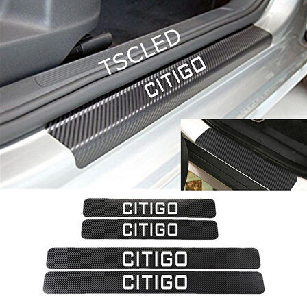 Citigo Karbon Kapı Eşiği Kaplama Sticker Yapıştırma (4 Adet) zz214