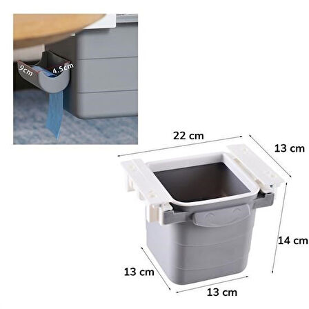 caselka® Mini Masa Çöp Kovası Plastik Tezgah Altı Geri Çekilebilir Yapışkanlı Görünmez Bölme Pratik