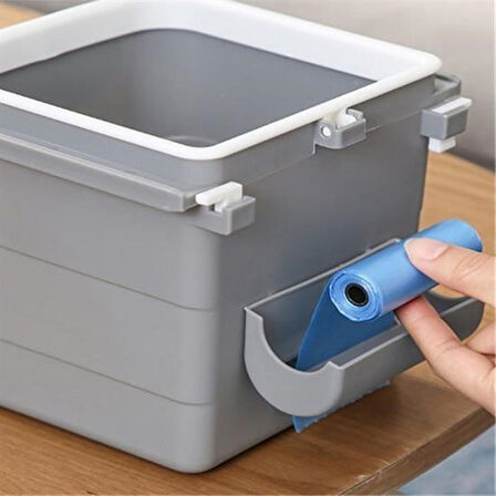 caselka® Mini Masa Çöp Kovası Plastik Tezgah Altı Geri Çekilebilir Yapışkanlı Görünmez Bölme Pratik