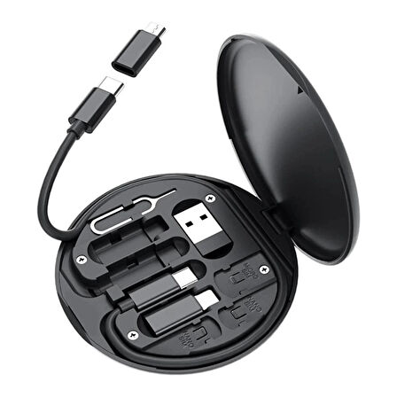 heyf HEYF® 60w Destekli Kablo Kutusu Seyahat Kablo Seti 5'i 1 arada USB Type-C Şarj Kablosu Seti