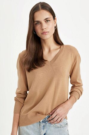 DeFacto Relax Fit V Yaka Basic Kazak C4024AX24WNBG388