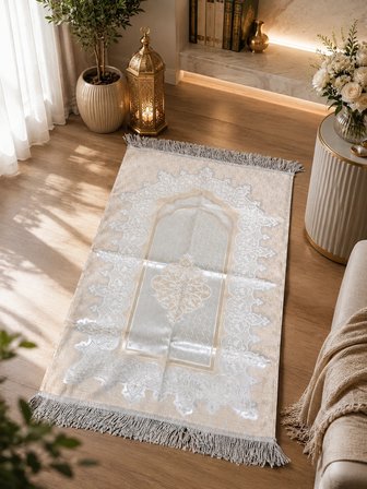 Royam Lüx Kalın Dokulu Saçaklı Saten Jakarlı Seccade 70 X 120