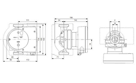 Grundfos MAGNA1 32-60(180 mm) 25-40.000 Kazan İçin Frekans Konvertörlü Sirkülasyon Pompası 6mss 9m³/h