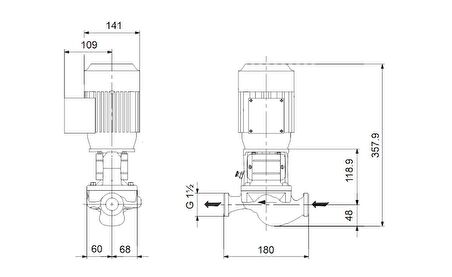 Grundfos TP 25-90/2 A-O-A-BQBE-DW1 Hat Tipi Tek Kademeli Santrifüj Pompa