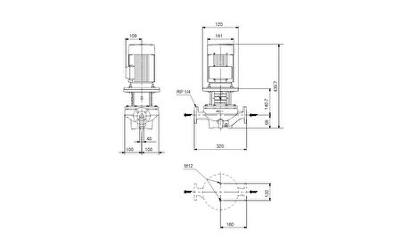 Grundfos TP 40-190/2 A-F-A-BQBE-FW1 Hat Tipi Tek Kademeli Santrifüj Pompa