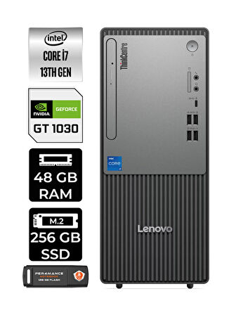 Lenovo ThinkCentre Neo 50T G5 i7 13700 48GB 256GB SSD GT1030/4GB FDOS Masaüstü Bilgisayar &PER4 USB