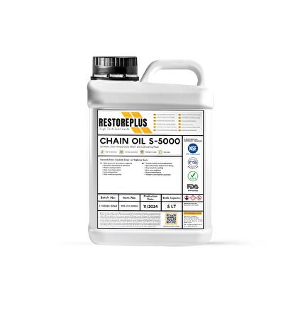 RESTOREPLUS CHAIN OIL S-5000 | Sentetik Ester Matbaa Zincir ve Yağlama Sıvısı (5 Lt)