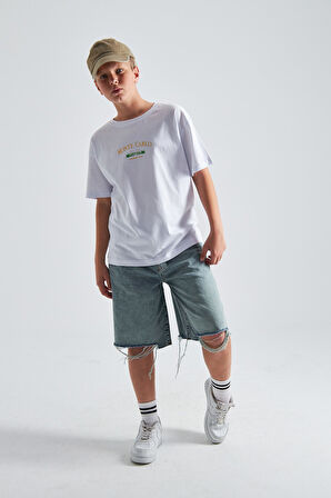 Monte Carlo Country Club Baskılı %100 Pamuk Erkek Oversize Çocuk Tişört