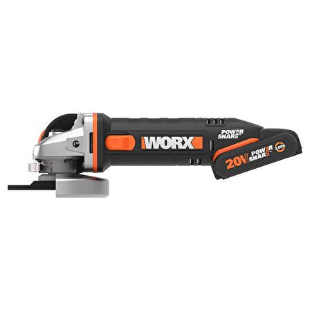 WORX WX800 20Volt 2.0 Ah. Li-ion Çift Akülü 115mm Profesyonel Şarjlı Avuç Taşlama 