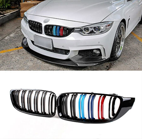 Bmw 4 Serisi F32 İçin Uyumlu 2013-2019 M4 Görünüm Böbrek Çift Çizgi Panjur M Renk