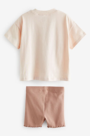 Next Baby % 100 Pamuklu Krem Fare Desenli Kısa Kollu Alt Üst Takım