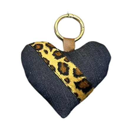 Uretti - Ege 7366 1157 El Yapımı Kalp Model Leopar Şerit Anahtarlık