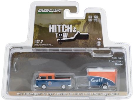 Greenlight 1/64 Hitch & Tow Series 28 – 1975 Volkswagen T2 Type 2 Double Cab Pick-Up  32280-B