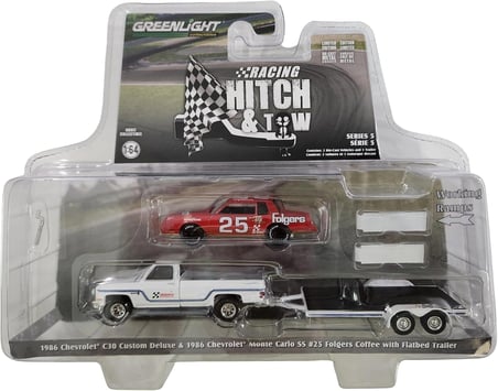 Greenlight 1/64 Racing Hitch & Tow Series 5 1986 Chevy C30 Custom Deluxe and 1986 Tim Richmond Monte Carlo SS 31170-B