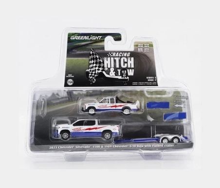 Greenlight 1/64 Racing Hitch & Tow Series 5 – American Thunder – 2023 Chevrolet Silverado 1500 and 1989 Chevrolet S10 Baja 31170-C