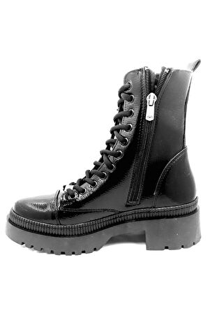 378076 Siyah Bağcıklı Fermuarlı Kadın Bot