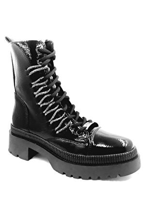 378076 Siyah Bağcıklı Fermuarlı Kadın Bot