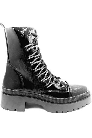 378076 Siyah Bağcıklı Fermuarlı Kadın Bot