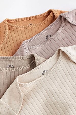 Unisex Pamuklu Kahverengi 4’lü Body Zıbın