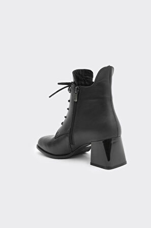 Topuklu Hakiki Deri Fermuarlı Kadın Bot 