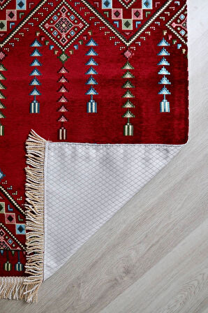 Kilim Desenli Astarlı Lüks Seccade S1020 Krımızı
